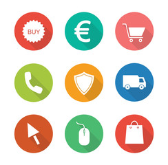 Web store flat design icons set