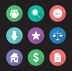 Business flat design icons set