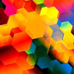 Psychedelic colourful hexagon geometry. Abstract art background.