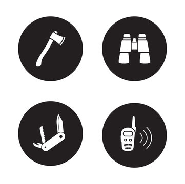 Survival Equipment Black Icon Set