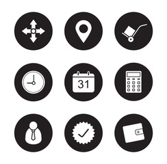 Transportation service black icons set