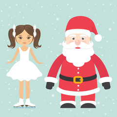 girl figure skating and santa claus