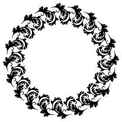 Round black and white frame with Cupid silhouette