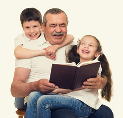 Grandfather and grandchildren portrait
