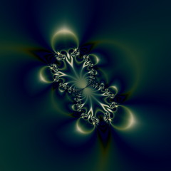 Psychedelic magic mushroom fractal. Alien plant graphic.