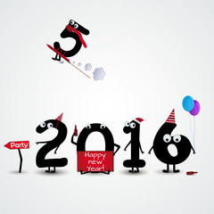 Silvester Karte mit lustigen Zahlen, Party Einladung