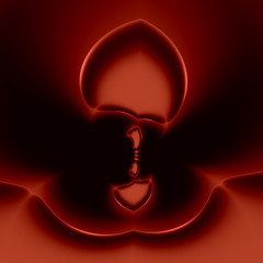 Abstract art illustration. Red and trippy ornament. Design.