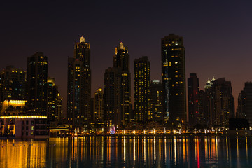 Fototapeta na wymiar Night cityscape of Dubai city, United Arab Emirates