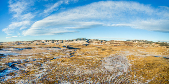 aerial panorama of Colorado foothills