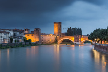 Colorful panoramic view of Verona
