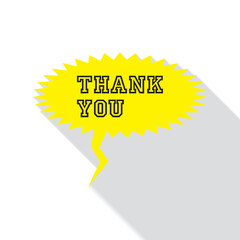 Thank You flat speech bubbles icon with shadow and typing.