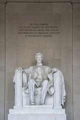 Abraham Lincoln Statue detail at Lincoln Memorial - Washington DC, USA