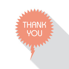 Thank You flat speech bubbles icon with shadow and typing.