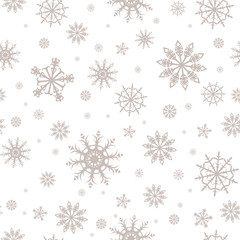 Christmas seamless pattern with snowflakes on white background.