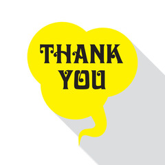 Thank you vector speech bubble in flat design with shadow icons