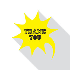 Thank you vector speech bubble in flat design with shadow icons