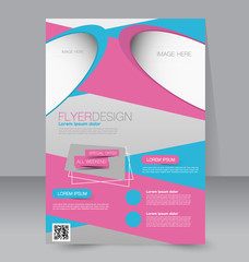 Flyer template. Business brochure. Editable A4 poster for design, education, presentation, website, magazine cover. Pink and blue color.
