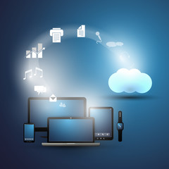 Cloud Computing Design Template With Different Devices