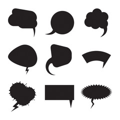 Talk and think comics bubbles silhouettes for communication set. Vector illustration balloons collection.