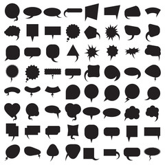 Talk and think comics bubbles silhouettes for communication large set. Vector illustration speech balloons collection.