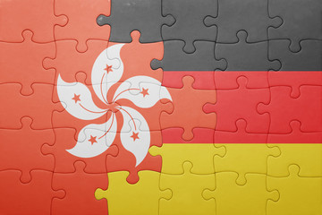 puzzle with the national flag of germany and hong kong