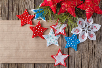 Christmas decoration on rough wooden