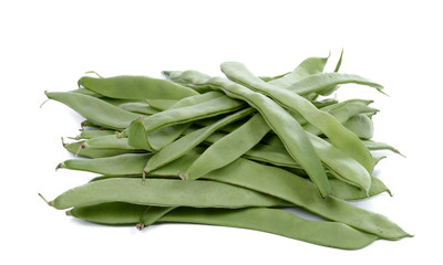 flat green beans  on white background