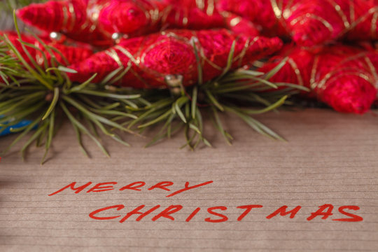Text merry christmas on crafted papper