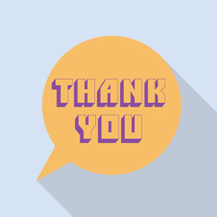 Thank You, speech bubble flat design with shadow icon. In trendy color pallet.