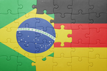 puzzle with the national flag of germany and brazil