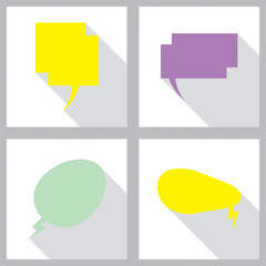 Comic speech bubble sign icon. Shaped flat button with shadow. Modern UI website navigation. Chat think symbol. Vector