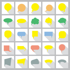 Big speech bubble set. Colorful flat style icons with shadows collection.