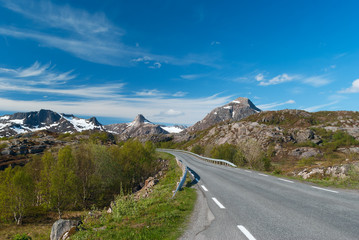 Asphalt road to Norvegian mountains