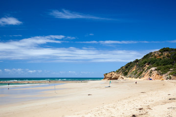 Fototapeta na wymiar White sand beach on a fine day in New South Wales, Australia