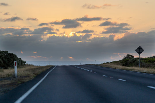 The great ocean highway on a summer evening in New South Wales,
