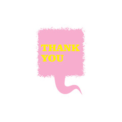 Thank you color vector textured speech bubble in flat design. Made of paint brush drops and stroke.