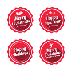 Merry Christmas & Happy New Year Long Shadow Stickers