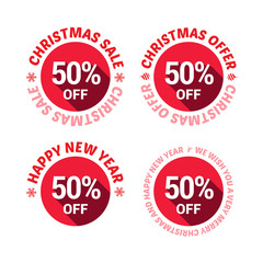 Christmas 50% Off Long Shadow Labels