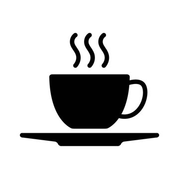 Hot coffee cup with plate flat icon for apps and websites