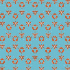 Оранжевые узоры на голубом фоне. 6
