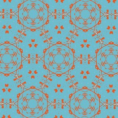 Оранжевые узоры на голубом фоне. 5
