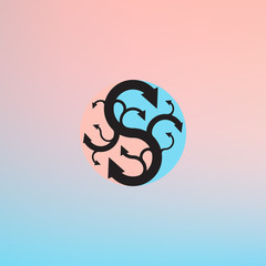 Vector Minimalistic Direction Arrows Letter S Logo in a Simple Modern Style