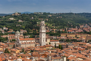 Fototapeta na wymiar Colorful panoramic view of Verona