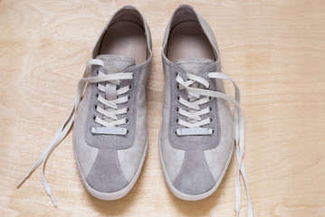 gray color sneakers