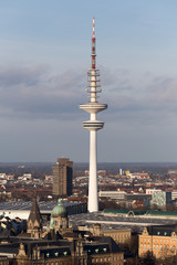 hamburg germany from above with tv tower