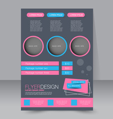 Flyer template. Business brochure. Editable A4 poster for design, education, presentation, website, magazine cover. Pink and blue color.