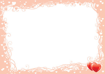 valentine's day. Vector of two hearts on ornate border