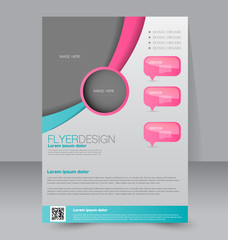 Flyer template. Business brochure. Editable A4 poster for design, education, presentation, website, magazine cover. Pink and green color.
