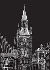 Old Town Hall, Munich, Bavaria, Germany, European city, vector sketch hand drawn collection.