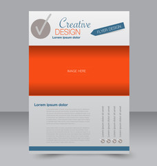 Brochure design. Flyer template. Editable A4 poster for business, education, presentation, website, magazine cover. Blue and orange color.